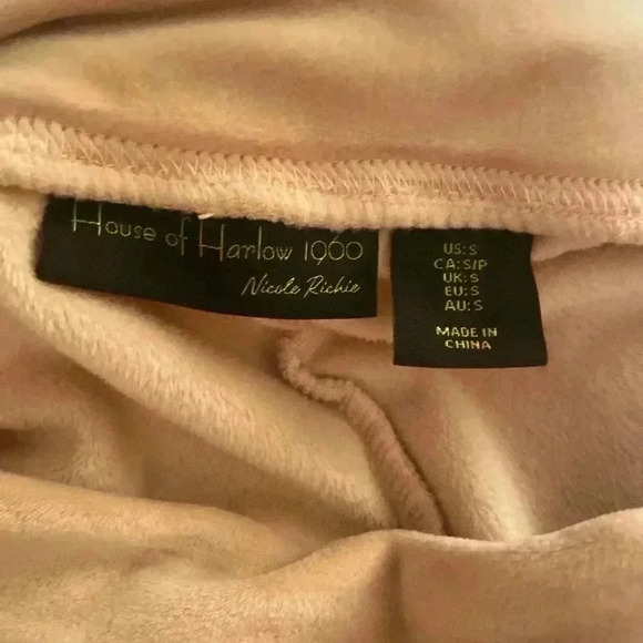House Of Harlow 1960 Lounge Pant Size S Pink Crushed Velvet Velour Jogger Boho - Picture 8 of 8